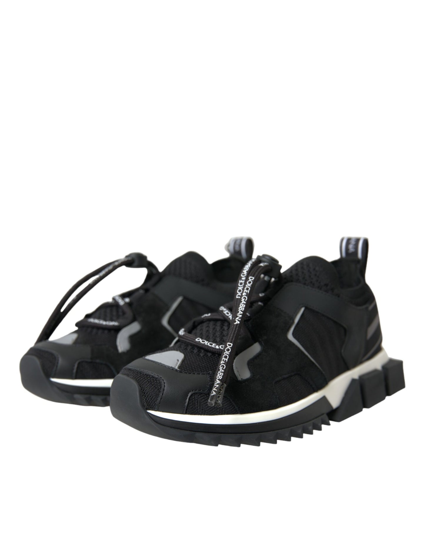 Black Mesh Sorrento Trekking Sneakers Shoes-Dolce & Gabbana-LabelTerrace.com