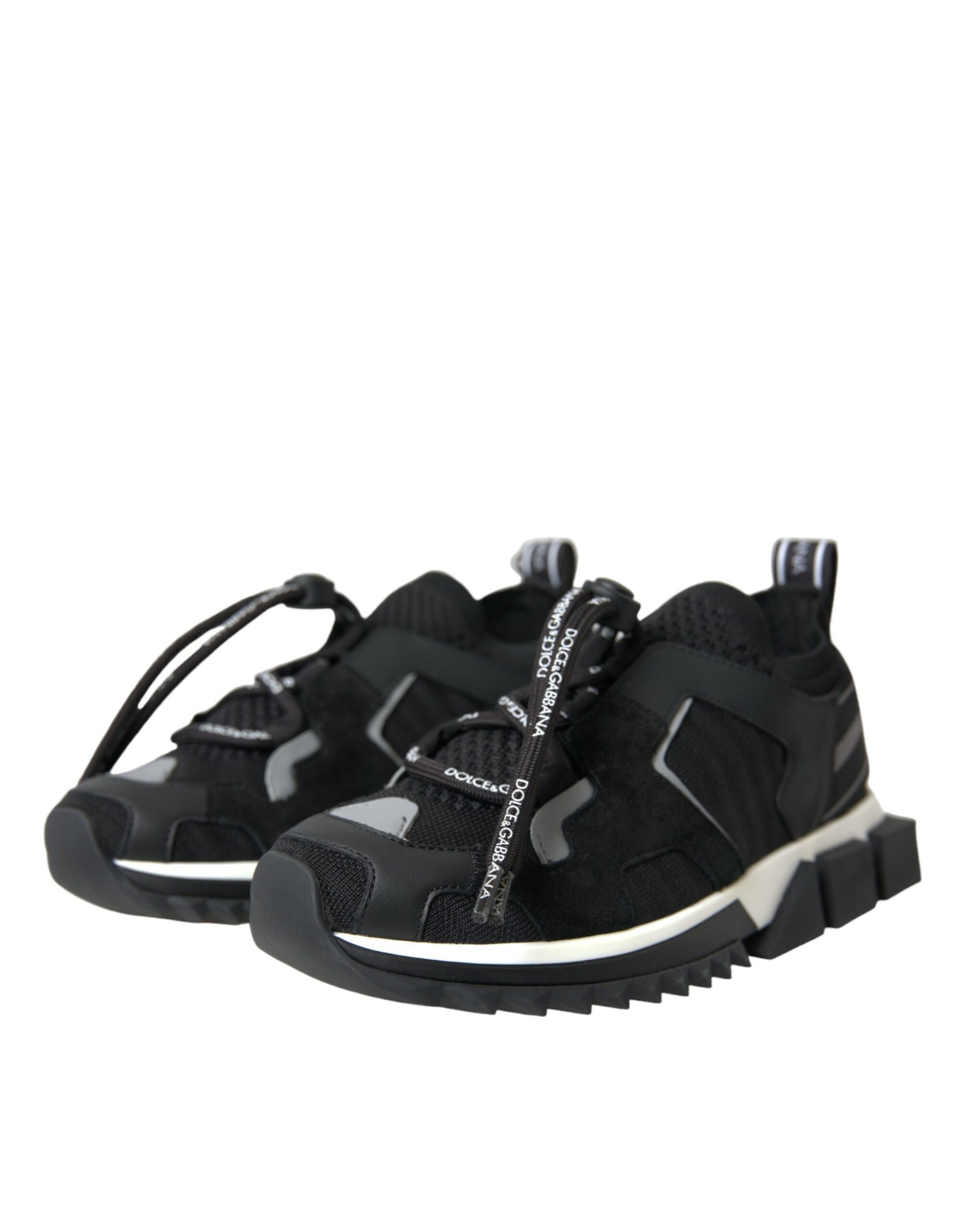 Black Mesh Sorrento Trekking Sneakers Shoes-Dolce & Gabbana-LabelTerrace.com