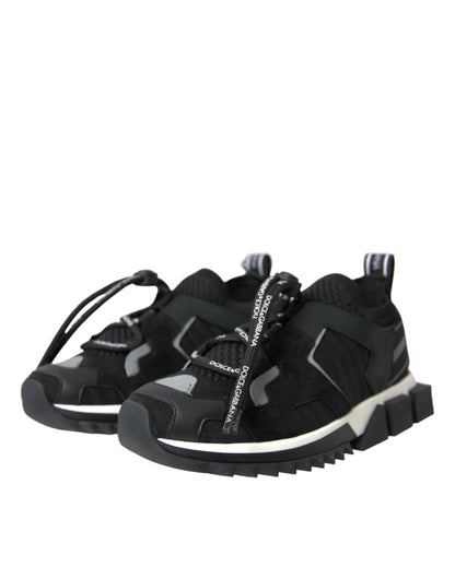 Black Mesh Sorrento Trekking Sneakers Shoes-Dolce & Gabbana-LabelTerrace.com
