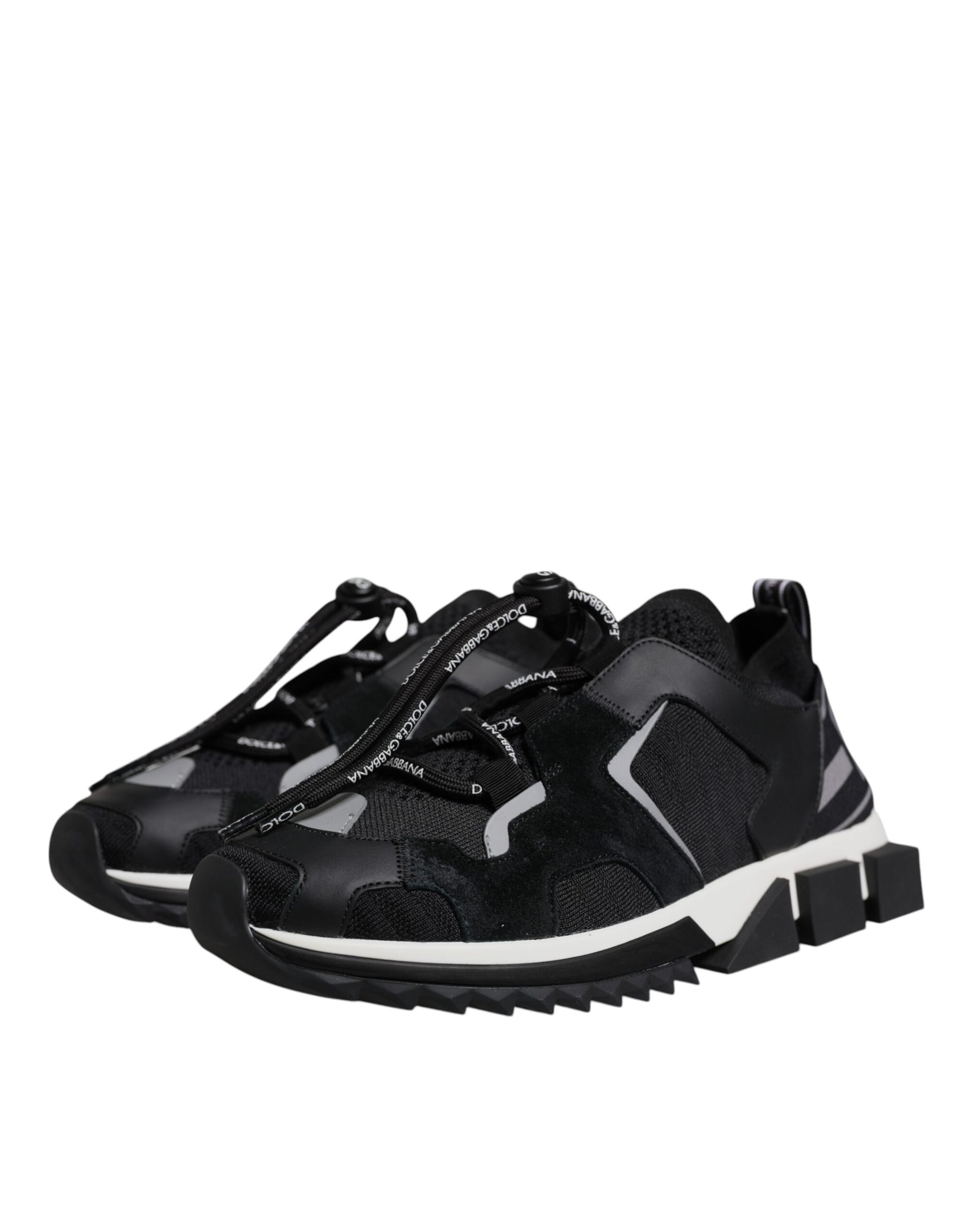 Black Mesh Sorrento Trekking Sneakers Shoes-Dolce & Gabbana-LabelTerrace.com