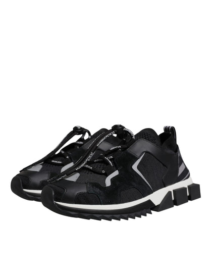Black Mesh Sorrento Trekking Sneakers Shoes-Dolce & Gabbana-LabelTerrace.com