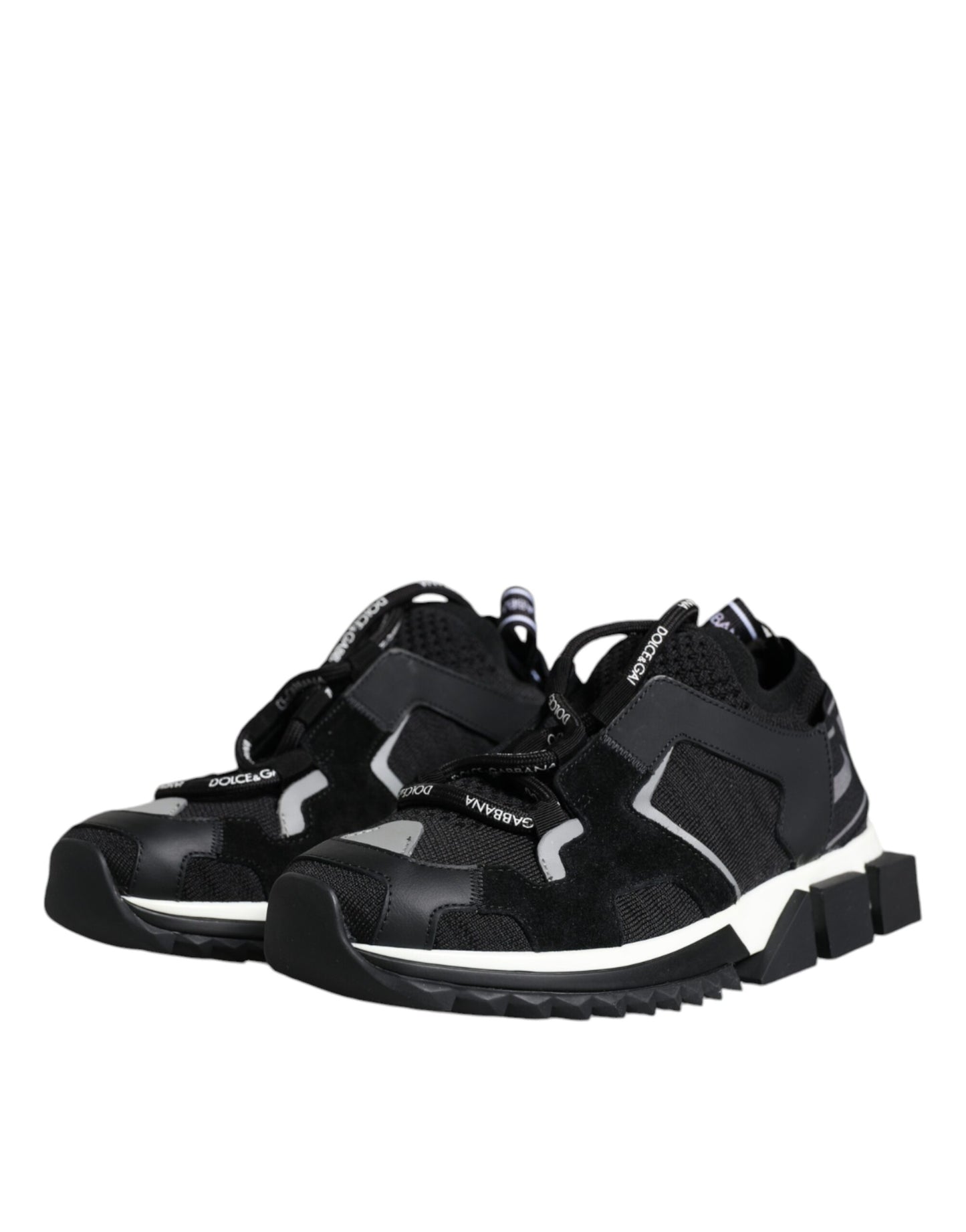 Black Mesh Sorrento Trekking Sneakers Shoes-Dolce & Gabbana-LabelTerrace.com