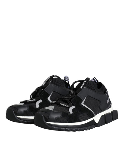 Black Mesh Sorrento Trekking Sneakers Shoes-Dolce & Gabbana-LabelTerrace.com