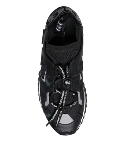 Black Mesh Sorrento Trekking Sneakers Shoes-Dolce & Gabbana-LabelTerrace.com