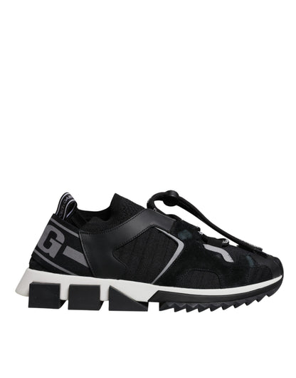 Black Mesh Sorrento Trekking Sneakers Shoes-Dolce & Gabbana-LabelTerrace.com