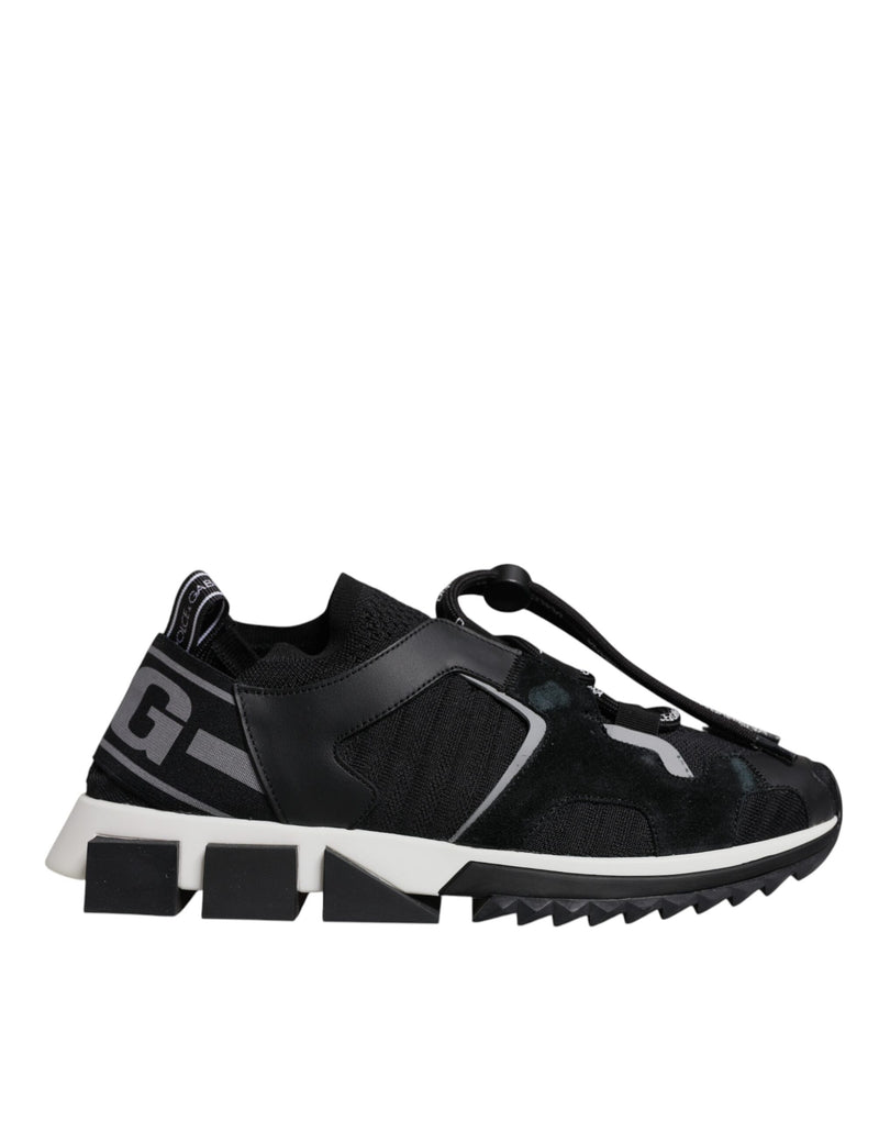 Black Mesh Sorrento Trekking Sneakers Shoes-Dolce & Gabbana-LabelTerrace.com