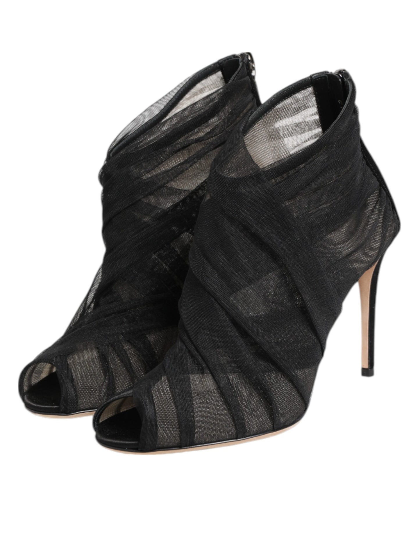 Black Mesh Stiletto Heels Ankle Boots Shoes-Dolce & Gabbana-LabelTerrace.com