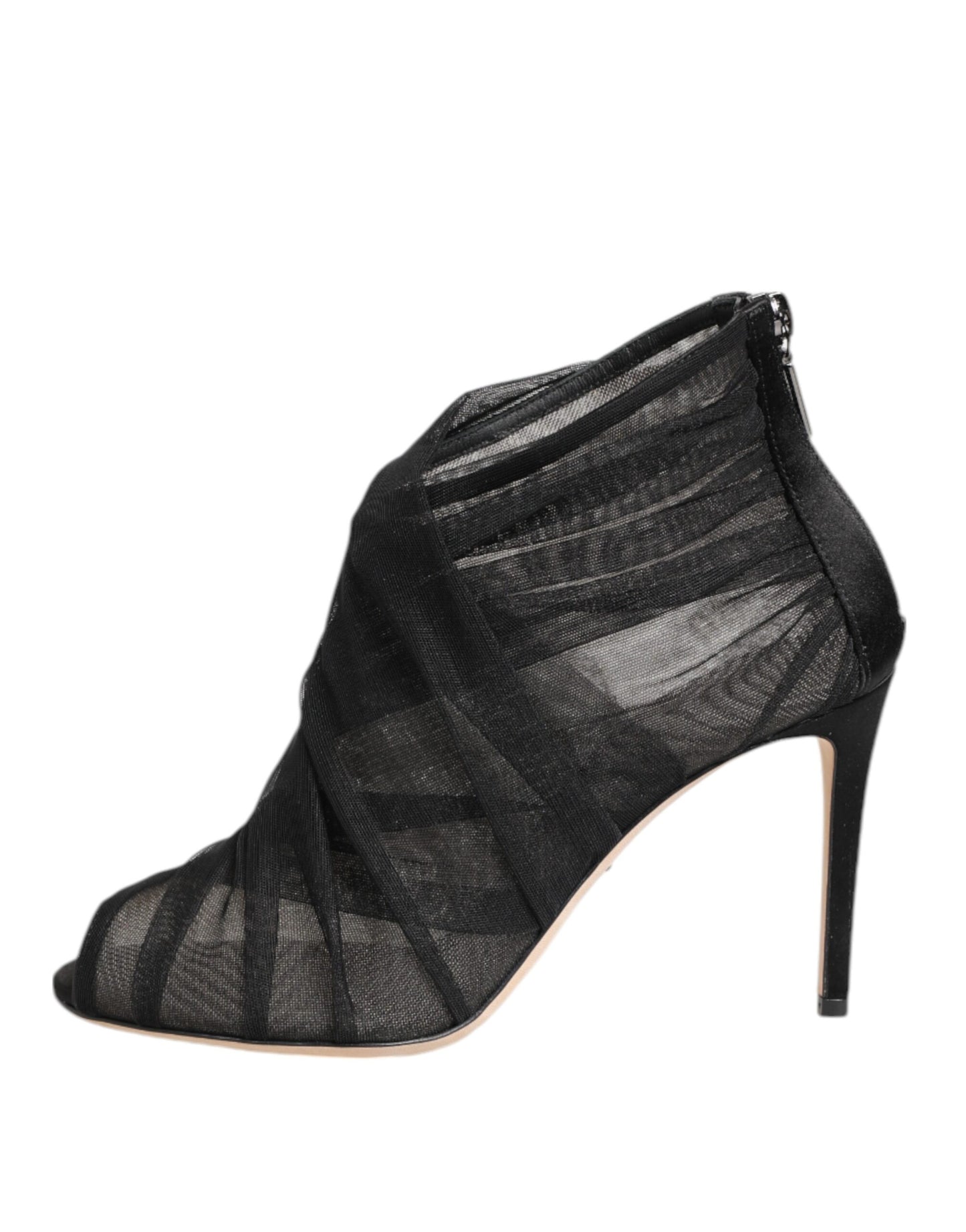 Black Mesh Stiletto Heels Ankle Boots Shoes-Dolce & Gabbana-LabelTerrace.com