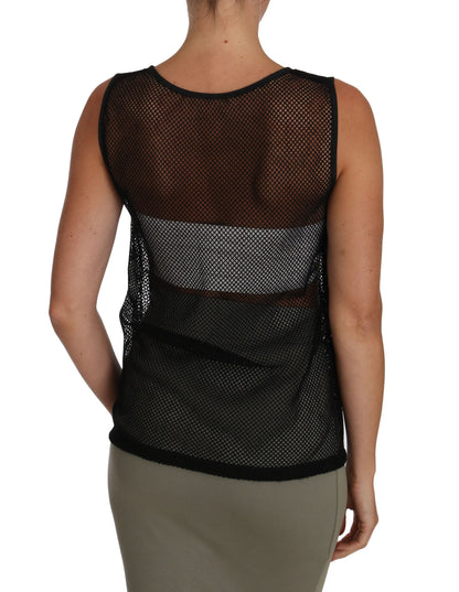 Black Mesh Transparent Blouse T-shirt-Dolce & Gabbana-LabelTerrace.com