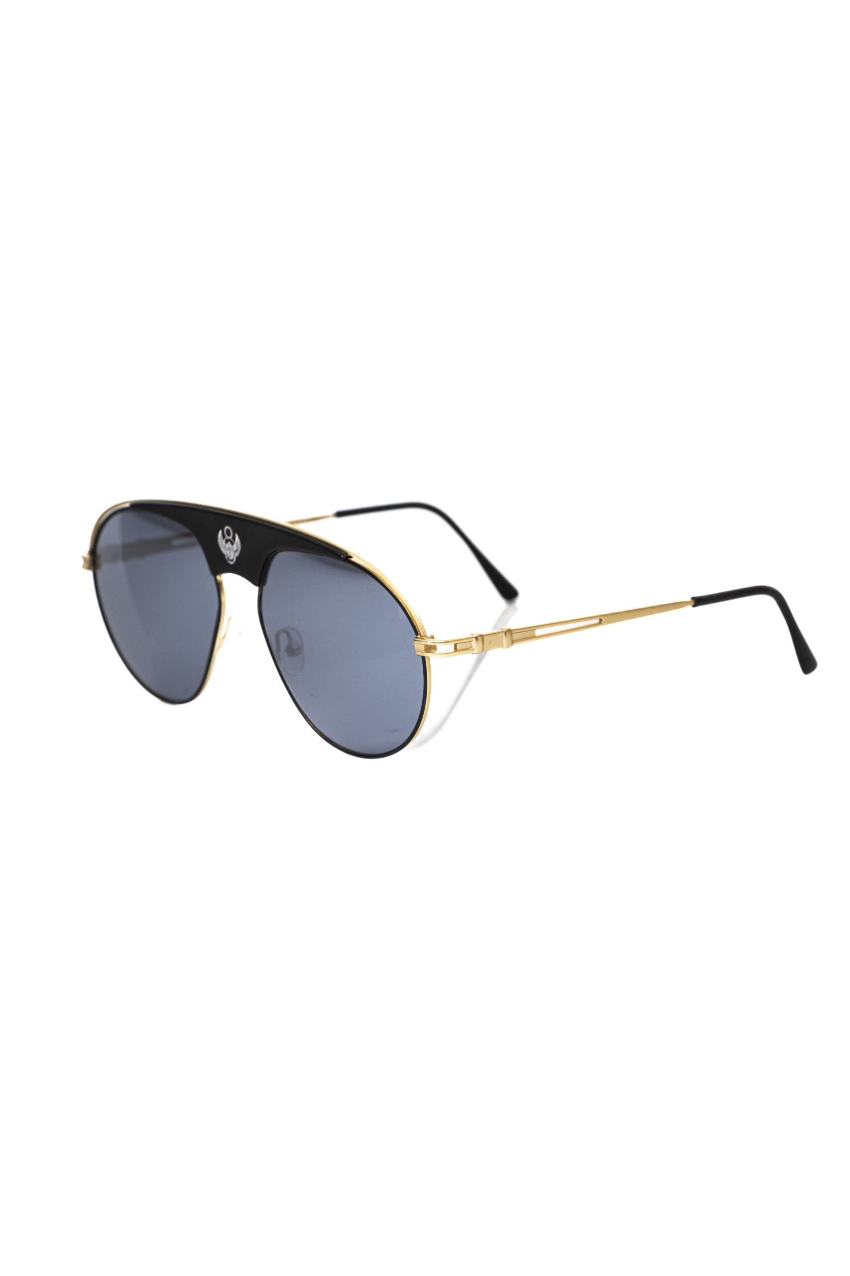 Black Metallic Fiber Men Sunglasses-Frankie Morello-LabelTerrace.com