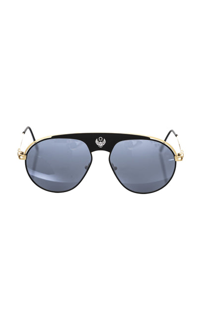Black Metallic Fiber Men Sunglasses-Frankie Morello-LabelTerrace.com