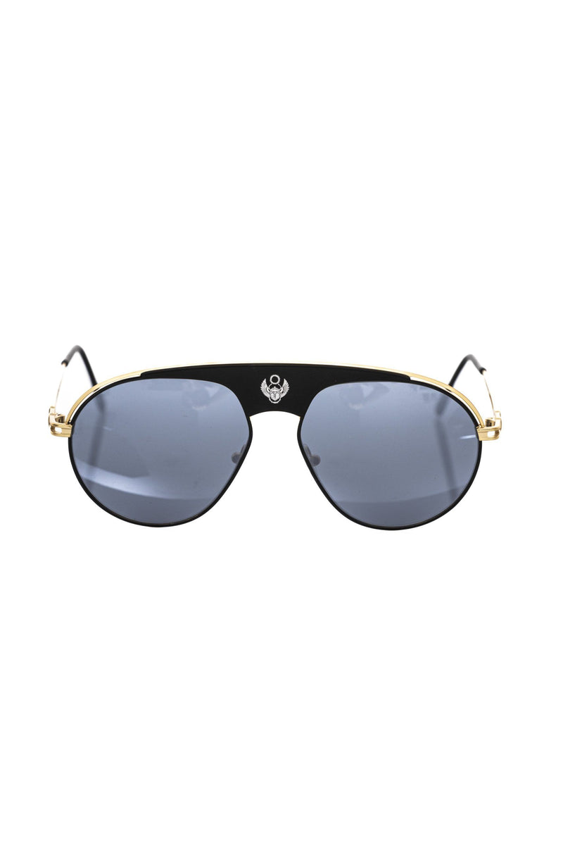 Black Metallic Fiber Men Sunglasses-Frankie Morello-LabelTerrace.com