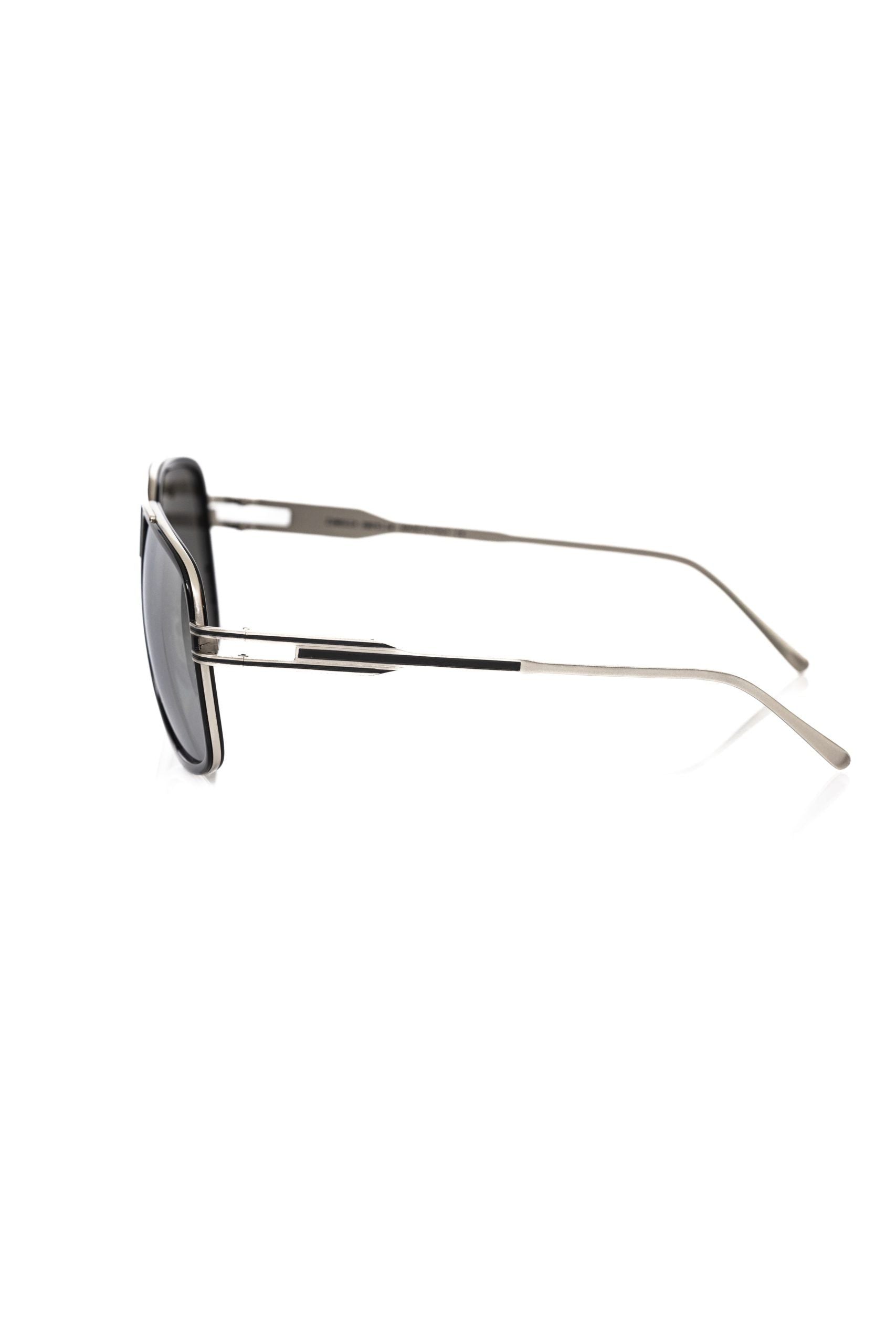 Black Metallic Fibre Men Sunglass-Frankie Morello-LabelTerrace.com
