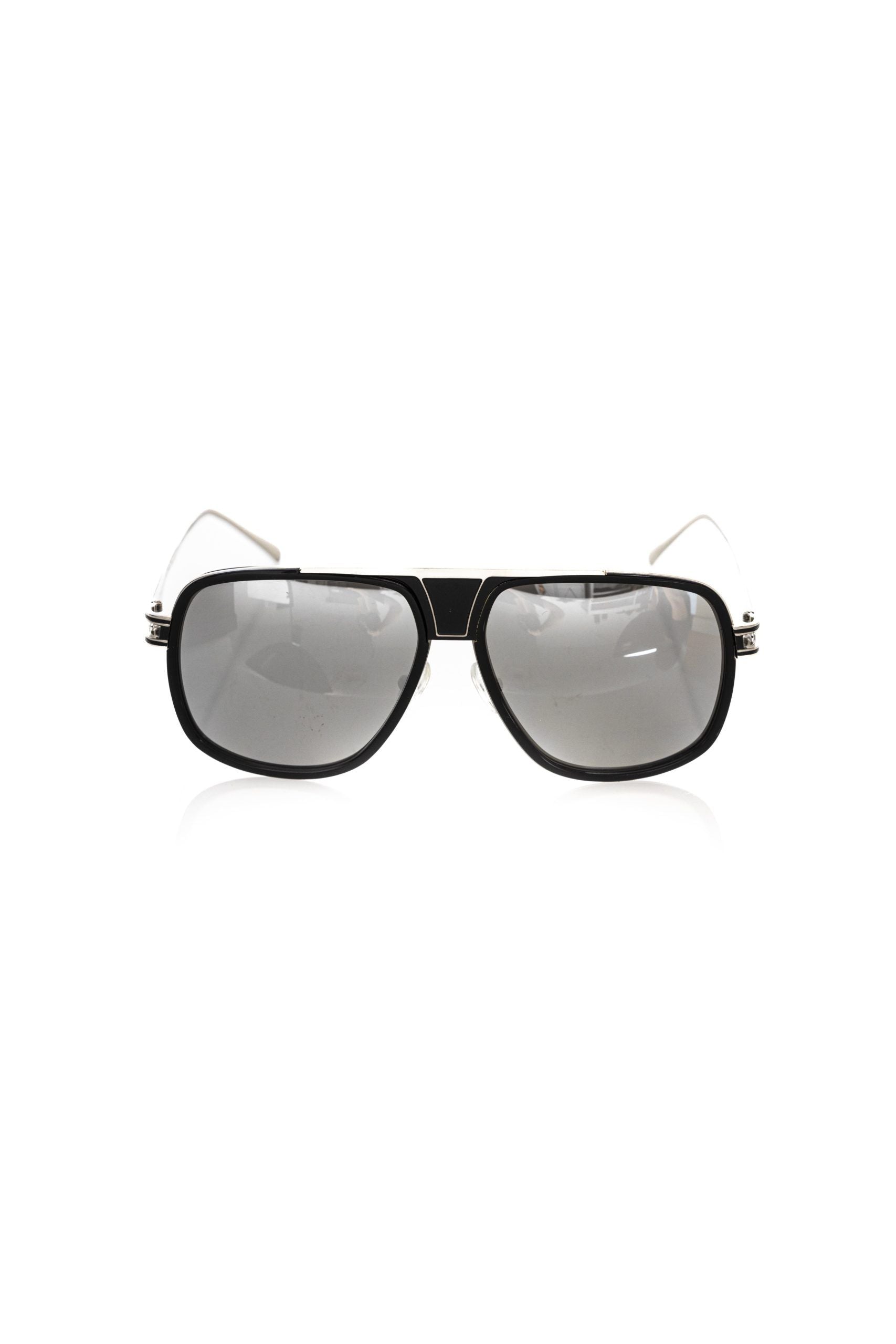 Black Metallic Fibre Men Sunglass-Frankie Morello-LabelTerrace.com