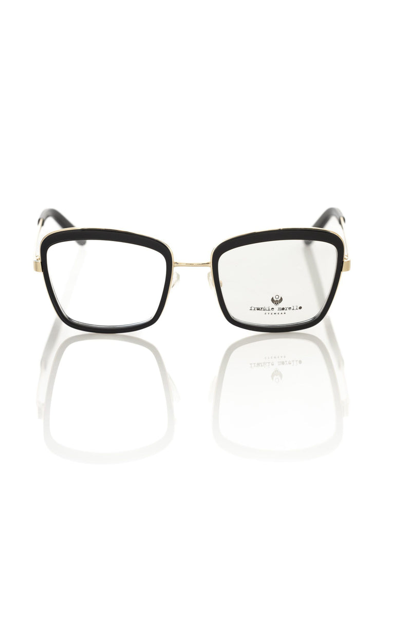 Black Metallic Women's Eyeglass Frame-Frankie Morello-LabelTerrace.com
