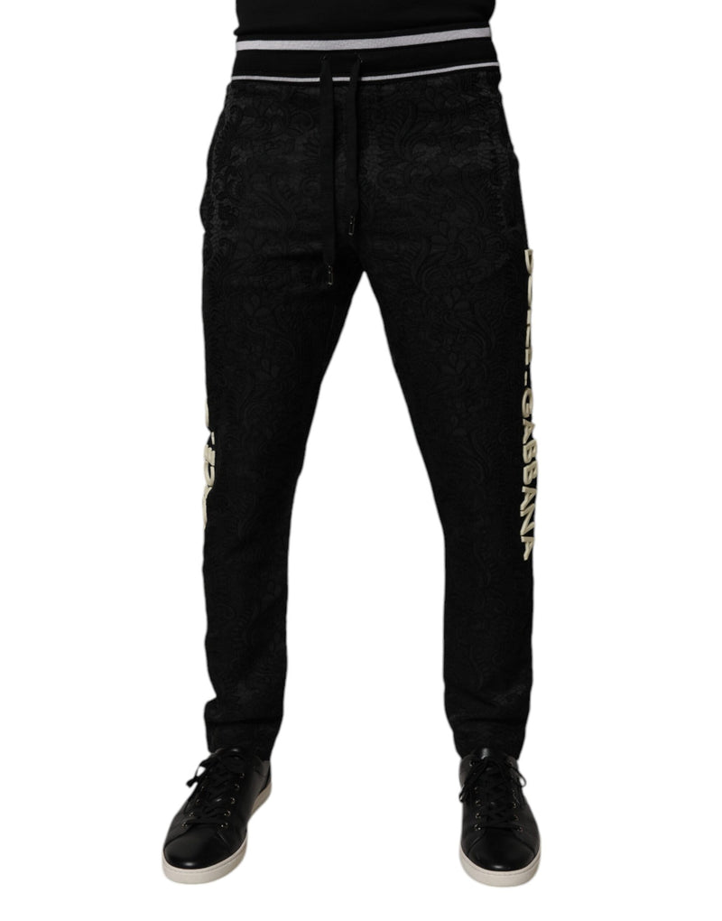 Black Mid Waist Jogger Men Sweatpants Pants-Dolce & Gabbana-LabelTerrace.com