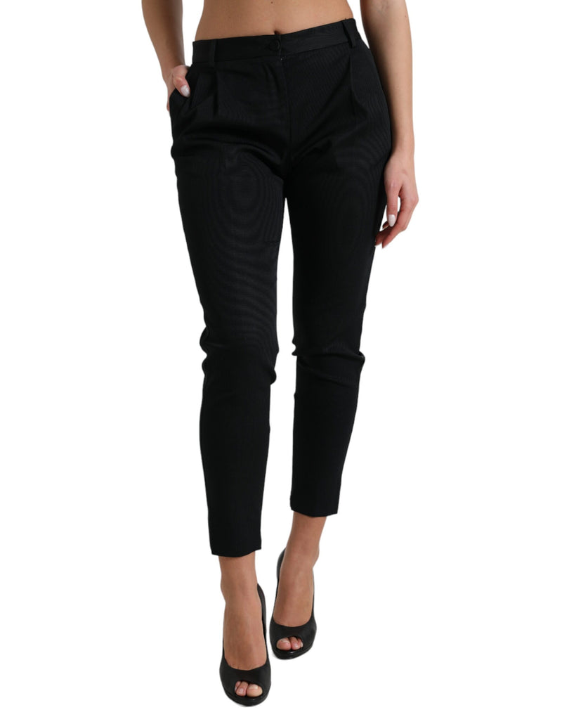 Black Mid Waist Skinny Cropped Pants-Dolce & Gabbana-LabelTerrace.com