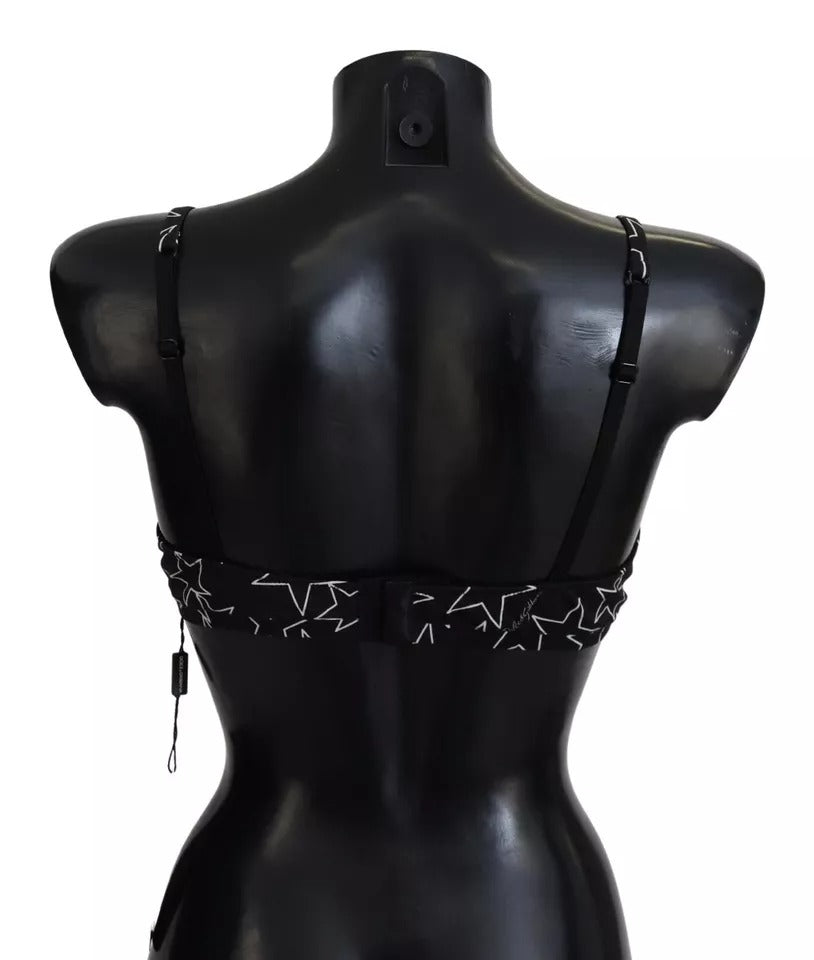 Black Millennials Star Non Wire Cotton Bra Underwear-Dolce & Gabbana-LabelTerrace.com