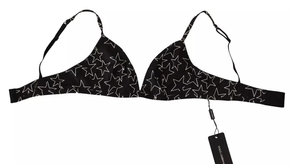 Black Millennials Star Non Wire Cotton Bra Underwear-Dolce & Gabbana-LabelTerrace.com
