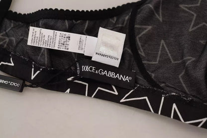 Black Millennials Star Non Wire Cotton Bra Underwear-Dolce & Gabbana-LabelTerrace.com