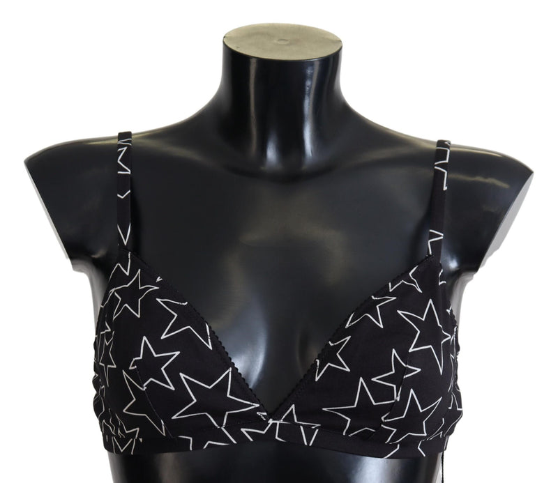 Black Millennials Star Non Wire Cotton Bra Underwear-Dolce & Gabbana-LabelTerrace.com