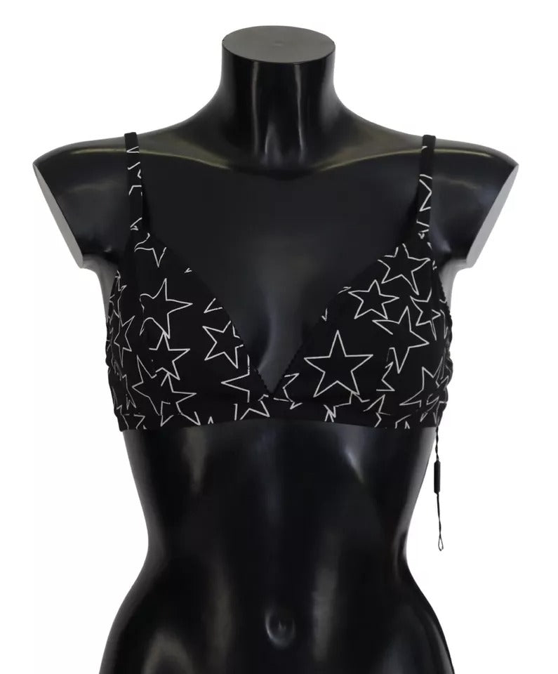 Black Millennials Star Non Wire Cotton Bra Underwear-Dolce & Gabbana-LabelTerrace.com