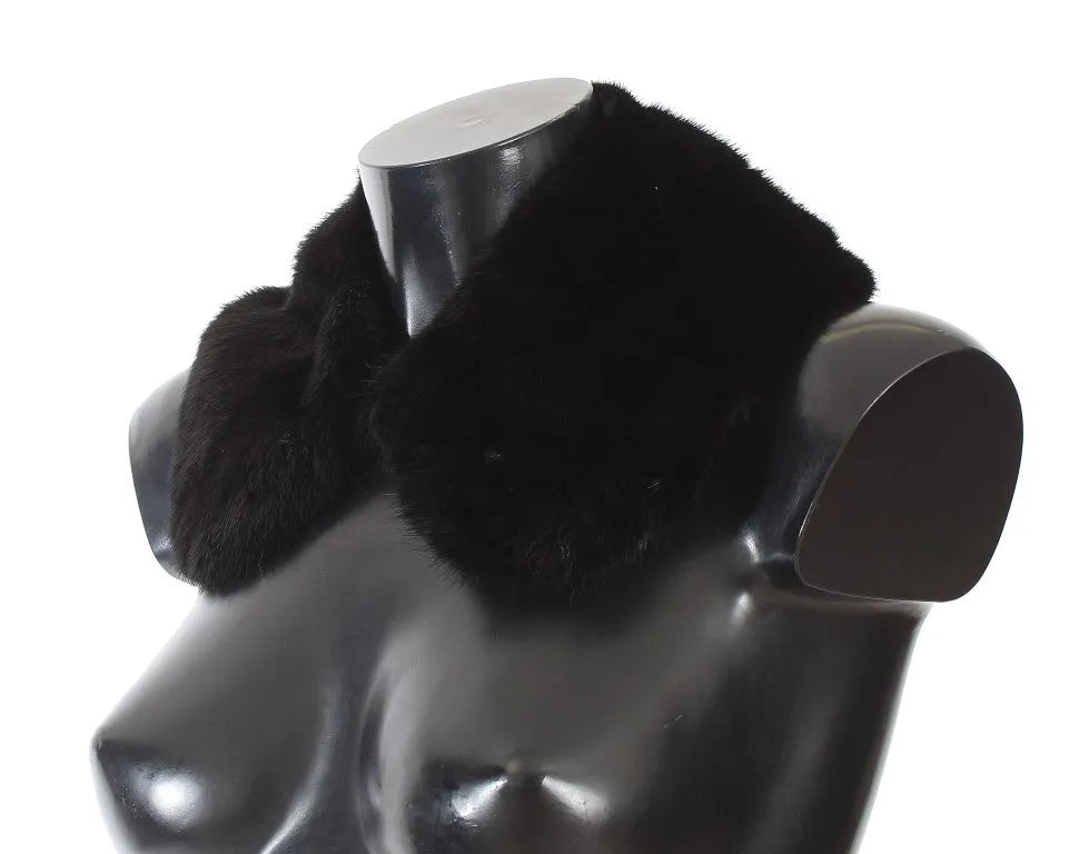 Black Mink Fur Shoulder Collar Scarf-Dolce & Gabbana-LabelTerrace.com