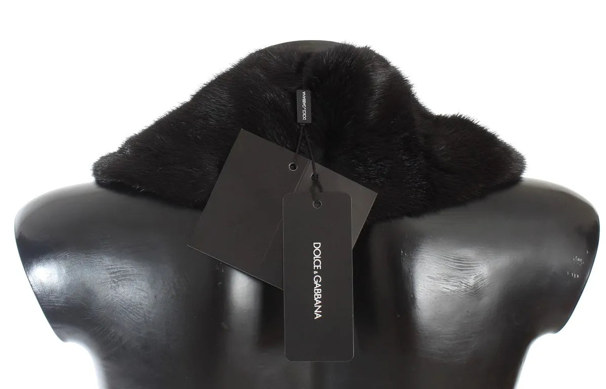 Black Mink Fur Shoulder Collar Scarf-Dolce & Gabbana-LabelTerrace.com