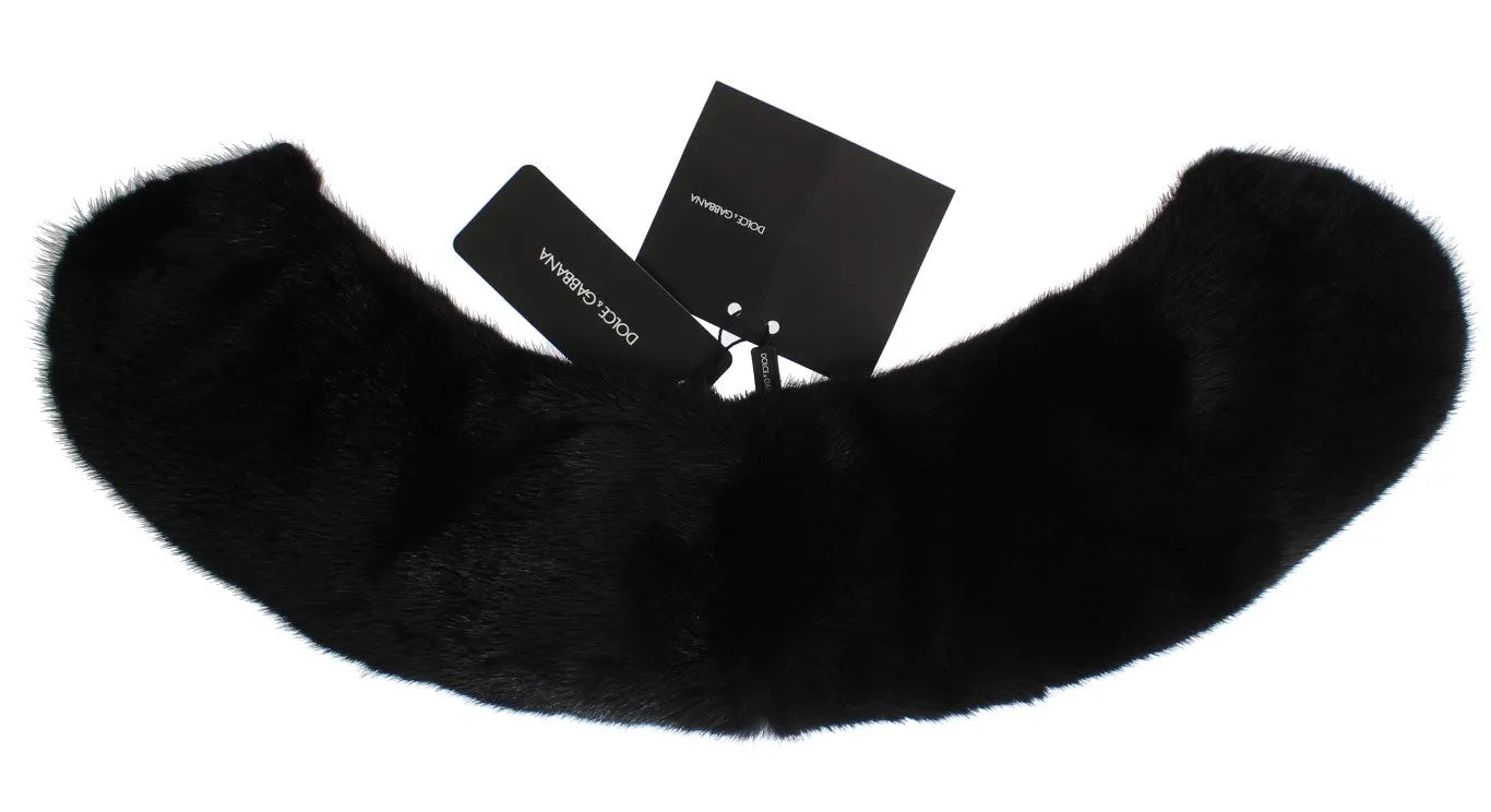 Black Mink Fur Shoulder Collar Scarf-Dolce & Gabbana-LabelTerrace.com