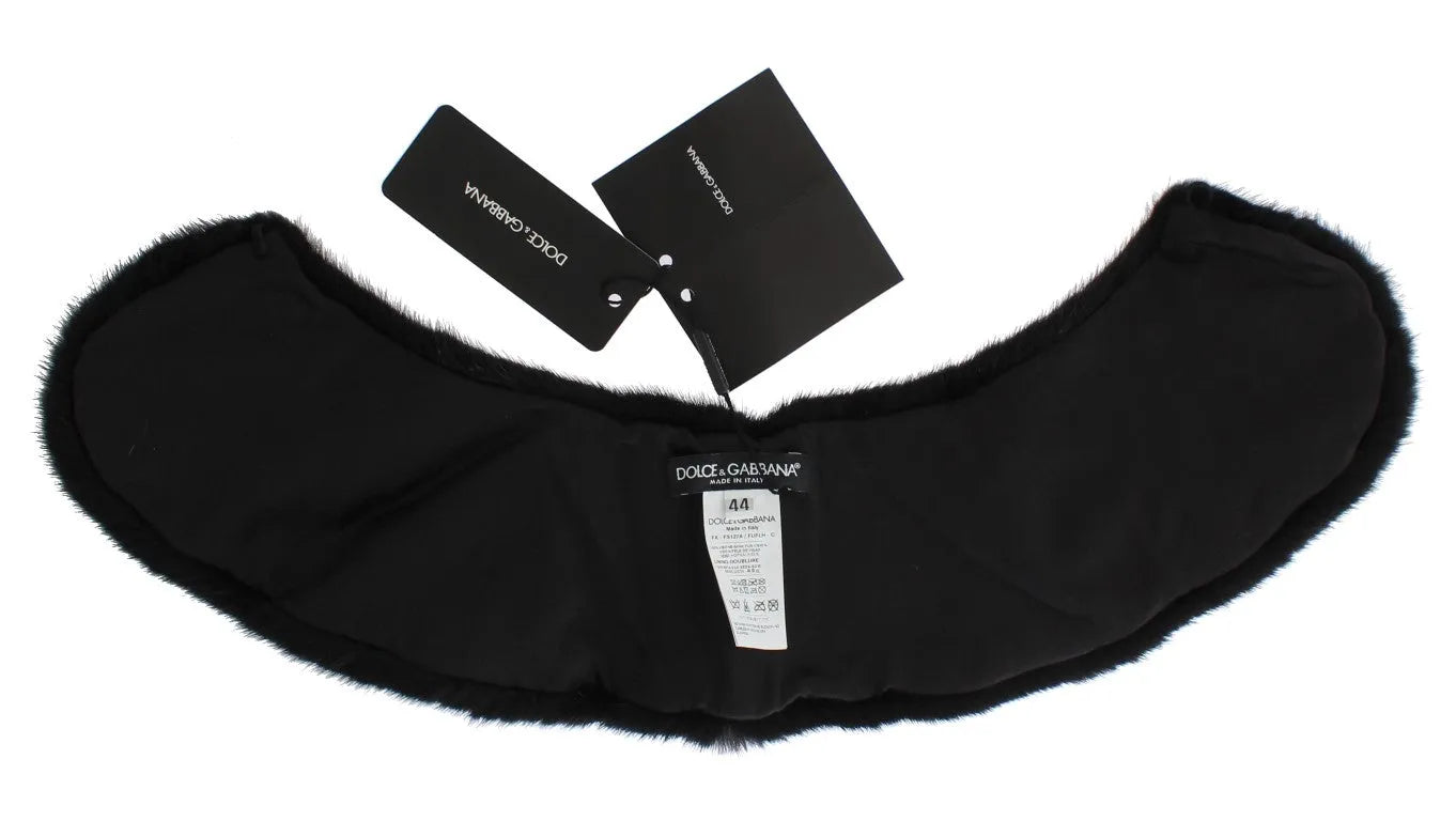 Black Mink Fur Shoulder Collar Scarf-Dolce & Gabbana-LabelTerrace.com