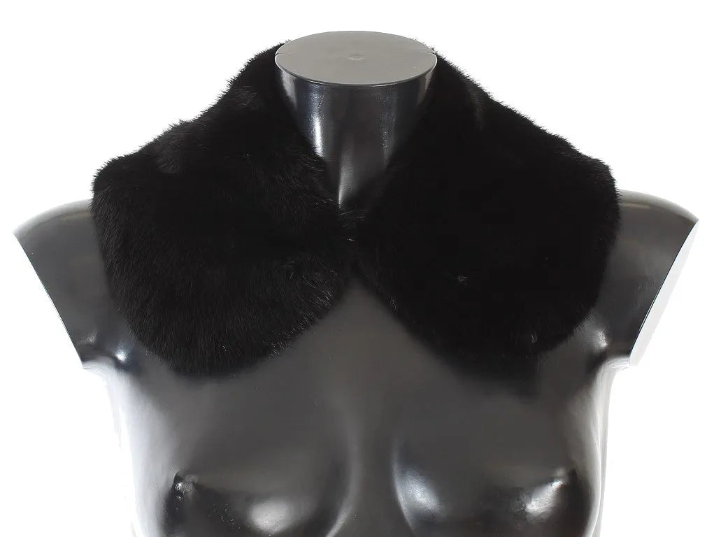 Black Mink Fur Shoulder Collar Scarf-Dolce & Gabbana-LabelTerrace.com