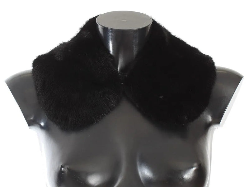 Black Mink Fur Shoulder Collar Scarf-Dolce & Gabbana-LabelTerrace.com