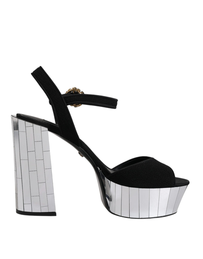 Black Mirror Heels Platform Sandals Shoes-Dolce & Gabbana-LabelTerrace.com
