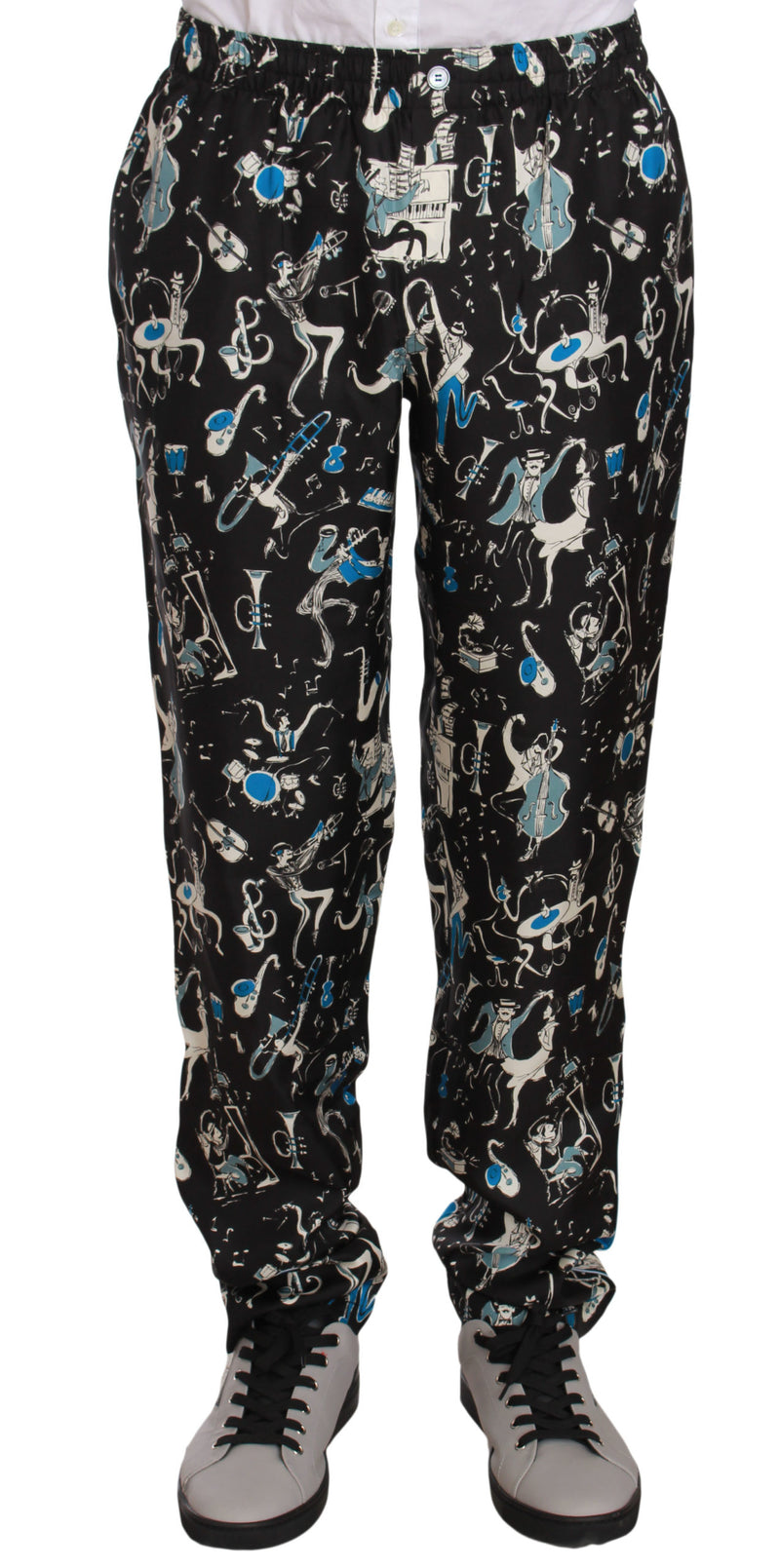 Black Musical Instrument Sleepwear Pants-Dolce & Gabbana-LabelTerrace.com