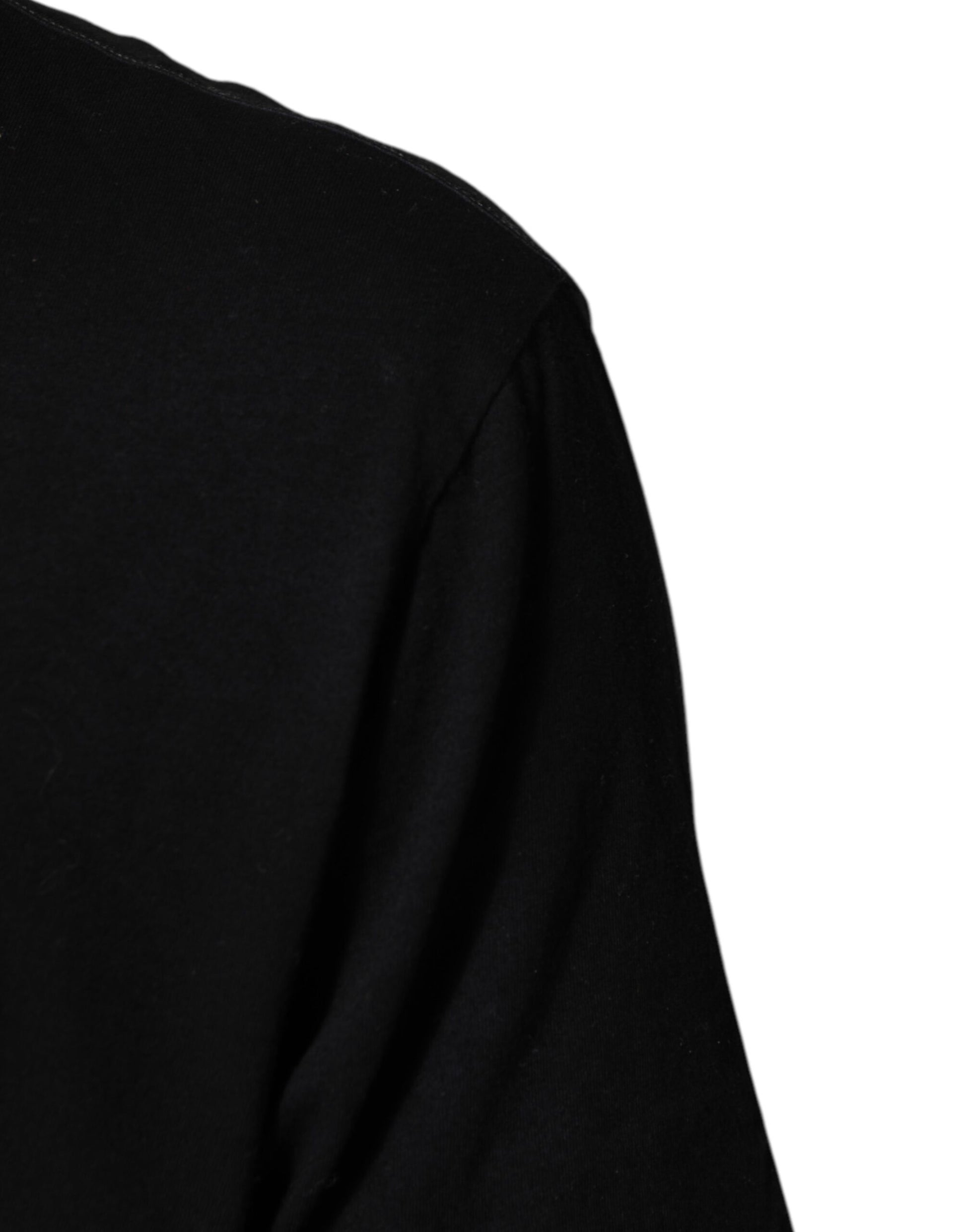 Black Musical Print Cotton Crew Neck T-shirt