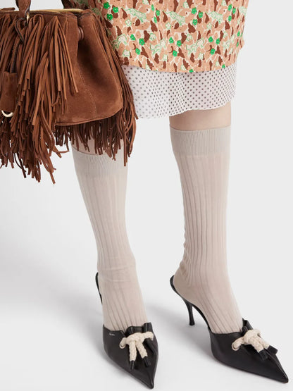 Black Nappa Leather Rope Detail Sandals