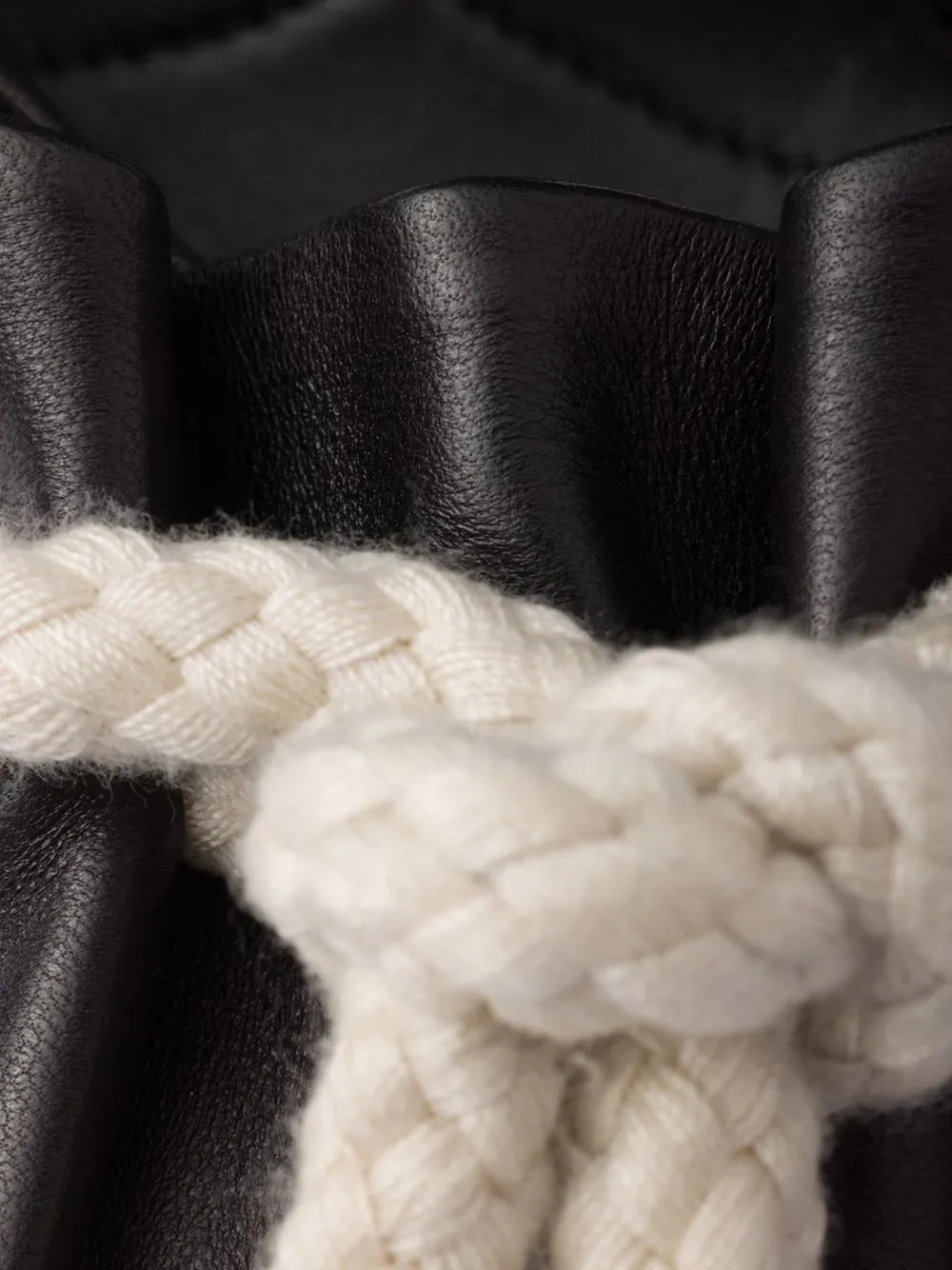 Black Nappa Leather Rope Detail Sandals