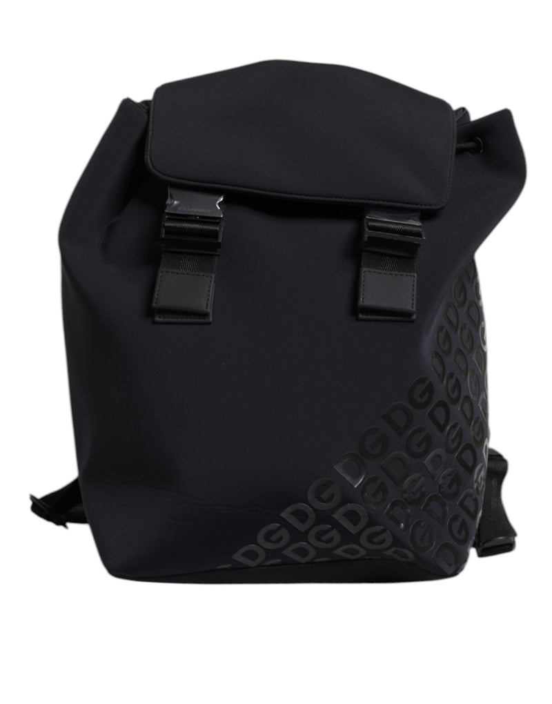 Black Neoprene Nylon DG Logo School Backpack Bag-Dolce & Gabbana-LabelTerrace.com
