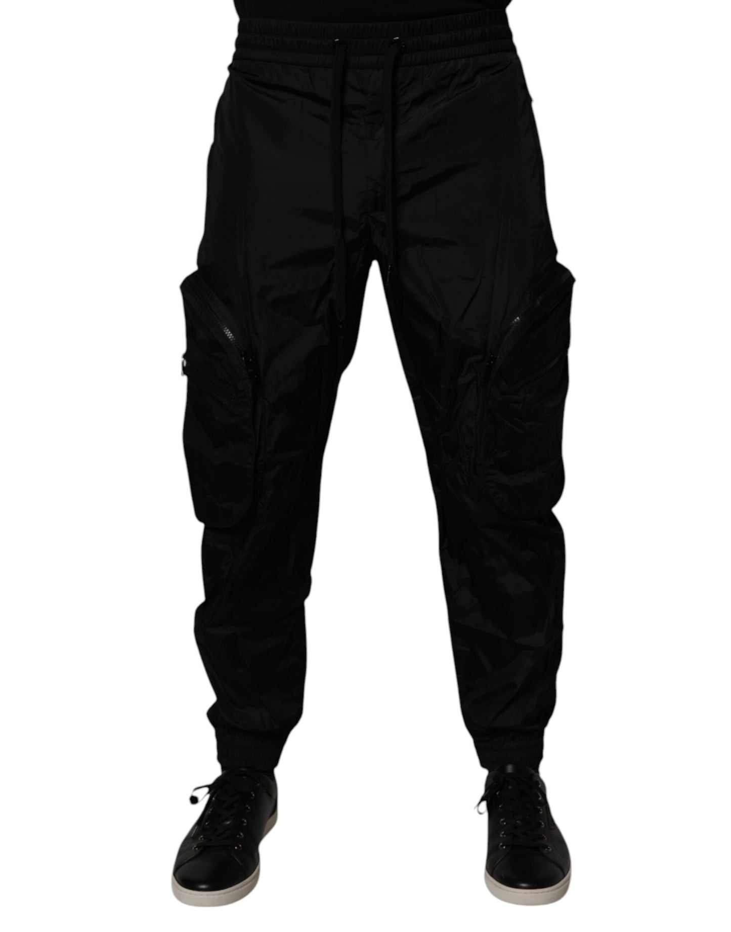 Black Nylon Cargo Jogger Men Sweatpants Pants-Dolce & Gabbana-LabelTerrace.com