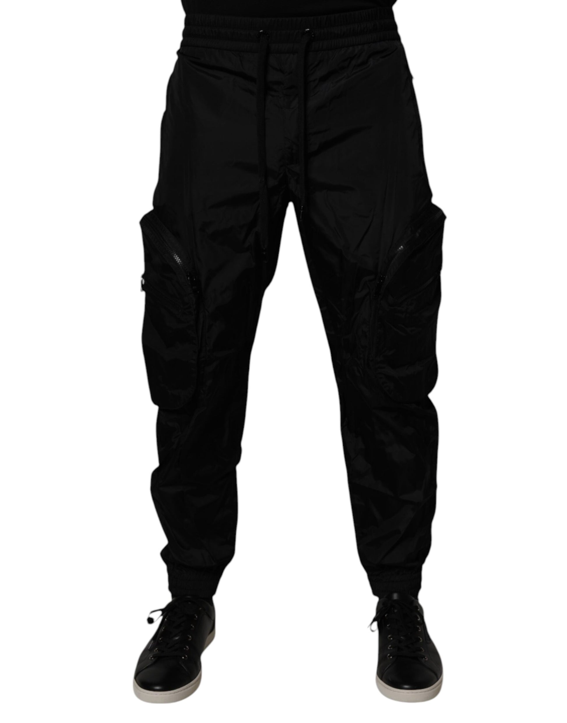 Black Nylon Cargo Jogger Men Sweatpants Pants-Dolce & Gabbana-LabelTerrace.com