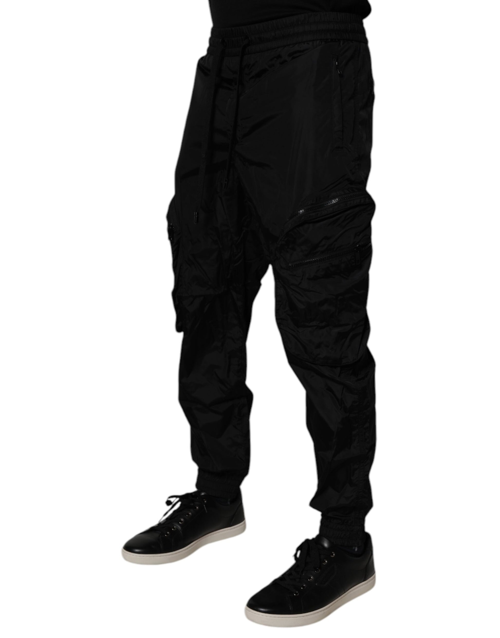Black Nylon Cargo Jogger Men Sweatpants Pants-Dolce & Gabbana-LabelTerrace.com
