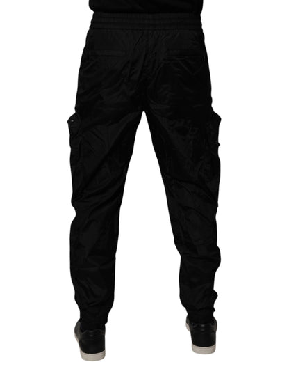 Black Nylon Cargo Jogger Men Sweatpants Pants-Dolce & Gabbana-LabelTerrace.com