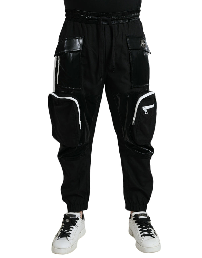 Black Nylon Cargo Jogger Men Sweatpants Pants-Dolce & Gabbana-LabelTerrace.com