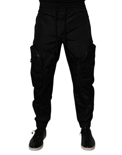 Black Nylon Cargo Jogger Men Sweatpants Pants-Dolce & Gabbana-LabelTerrace.com