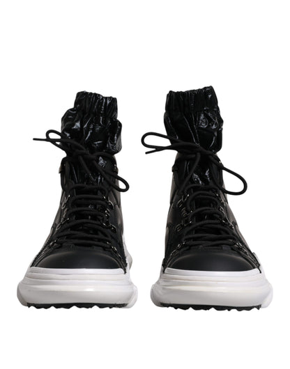 Black Nylon Galileo High Top Sneakers Shoes-Dolce & Gabbana-LabelTerrace.com