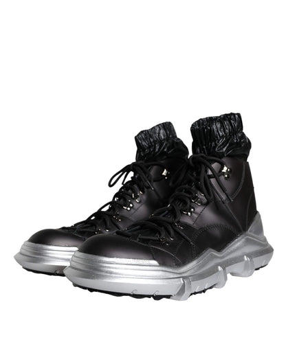 Black Nylon Galileo High Top Sneakers Shoes-Dolce & Gabbana-LabelTerrace.com