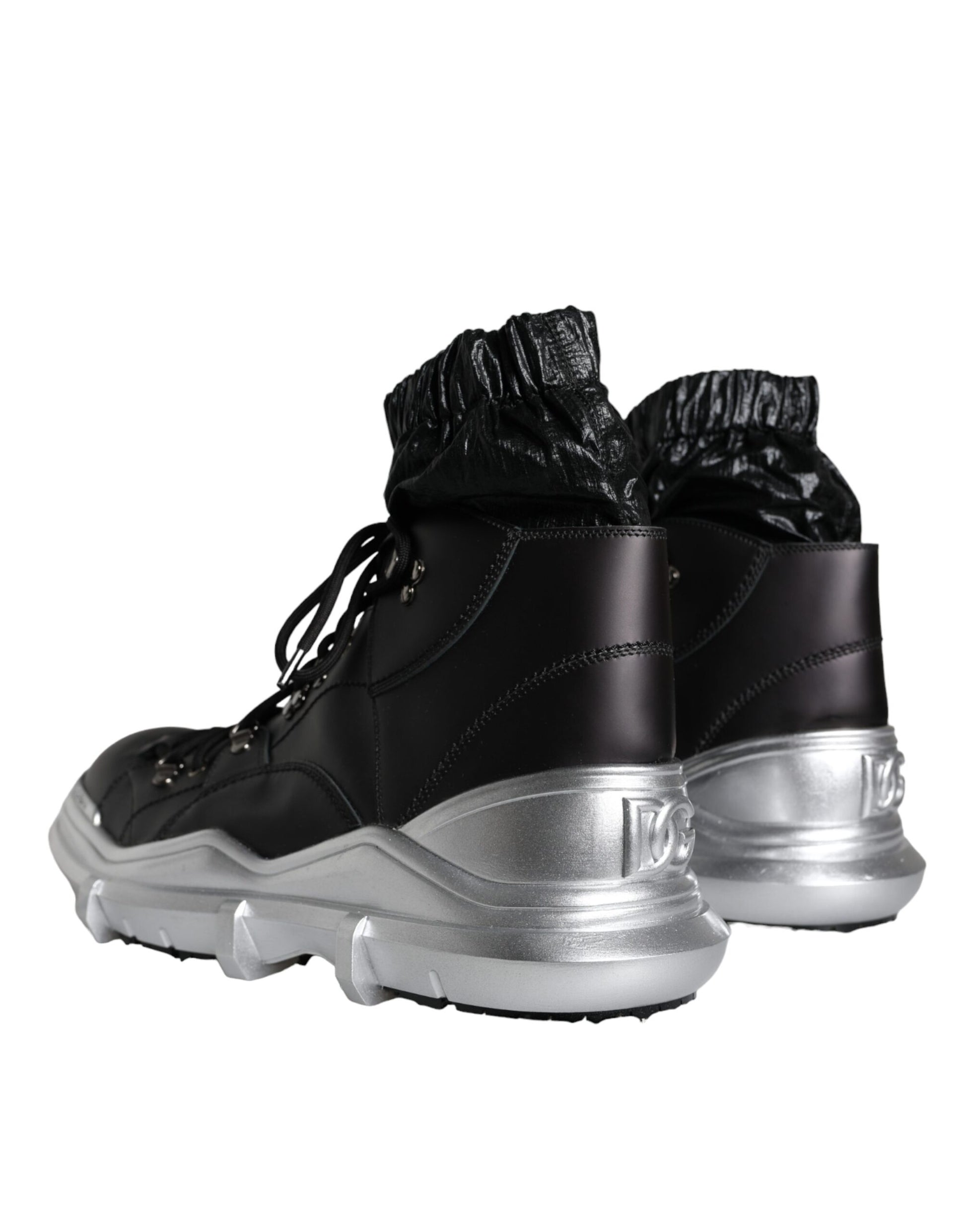 Black Nylon Galileo High Top Sneakers Shoes-Dolce & Gabbana-LabelTerrace.com