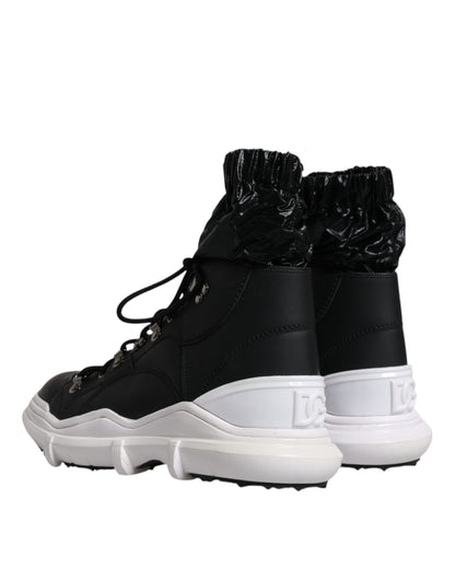Black Nylon Galileo High Top Sneakers Shoes-Dolce & Gabbana-LabelTerrace.com