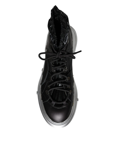 Black Nylon Galileo High Top Sneakers Shoes-Dolce & Gabbana-LabelTerrace.com