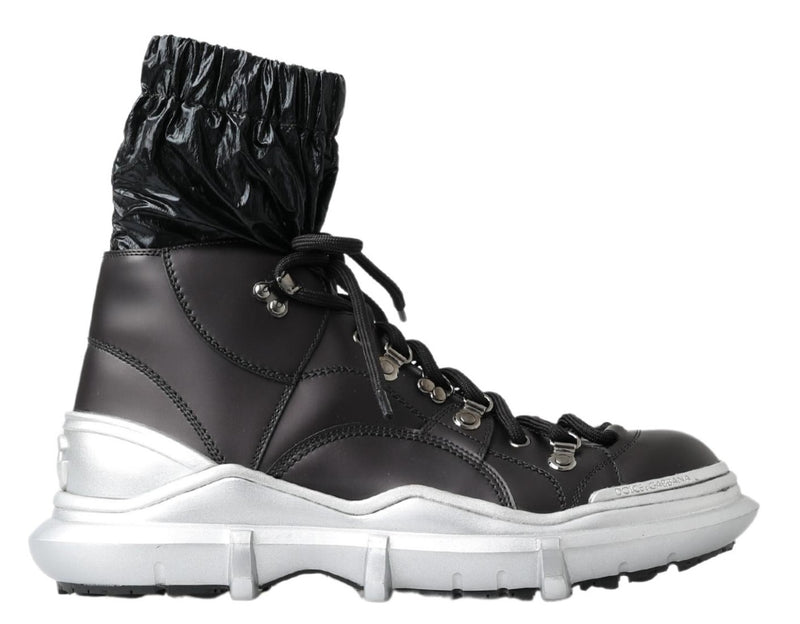 Black Nylon Galileo High Top Sneakers Shoes-Dolce & Gabbana-LabelTerrace.com